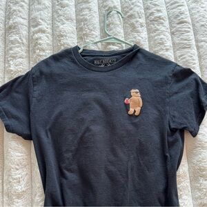 Black T-Shirt with Bear Patch